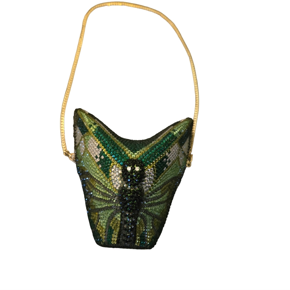 Green Beaded Butterfly Clutch Evening Bag